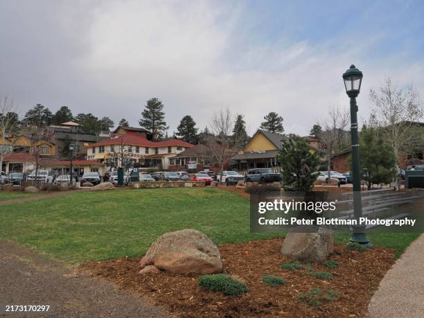 bond park in estes park, colorado - downtown estes park stock pictures, royalty-free photos & images