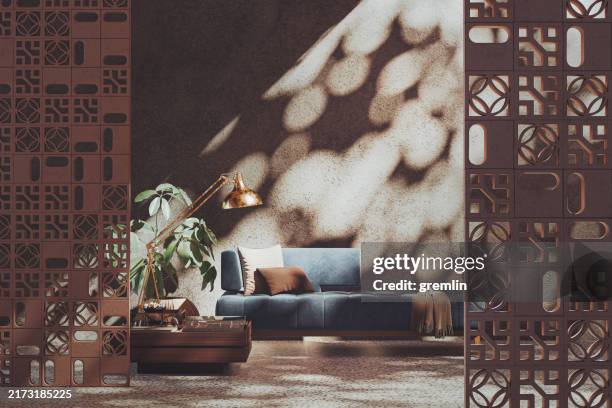 modern apartment interior living room architecture design - kamerscherm meubels stockfoto's en -beelden