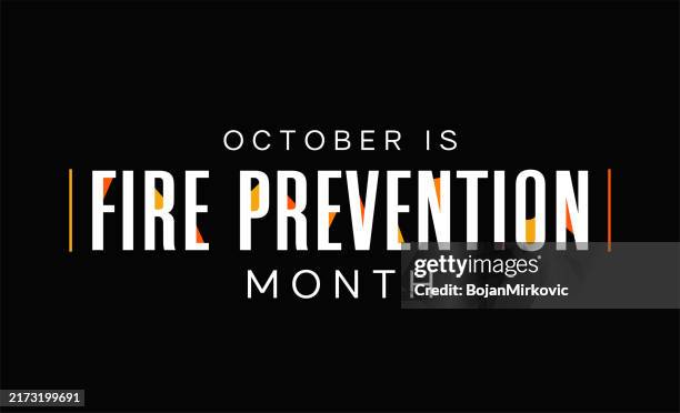 fire prevention month background, october. vector - fire prevention stock illustrations