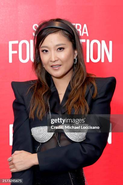 Ashley Park poses before taking part in a SAG-AFTRA Foundation Conversation for "Emily In Paris" at SAG-AFTRA Foundation Robin Williams Center on...