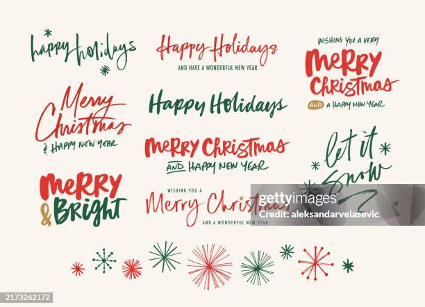 stockillustraties, clipart, cartoons en iconen met christmas holiday calligraphy greetings - lettertype