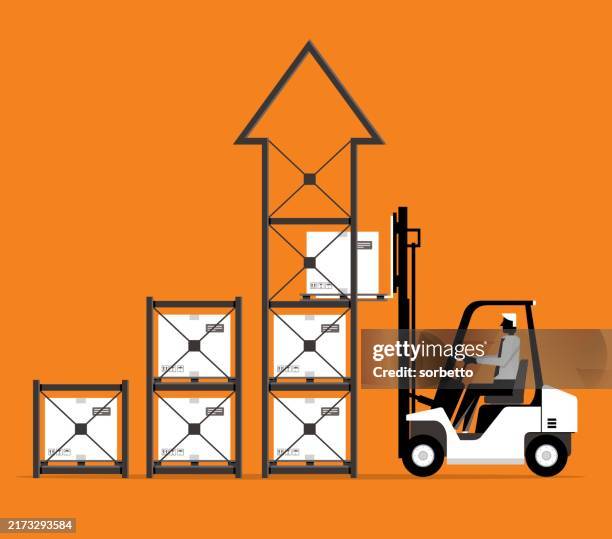 forklift truck with boxes on pallet. growth - sayings stock illustrations