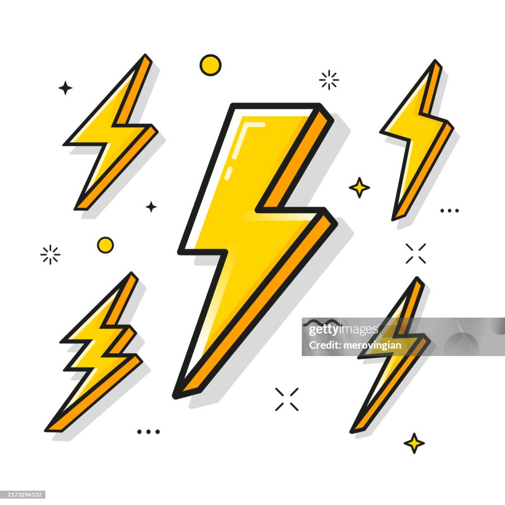 Icono de rayo conjunto