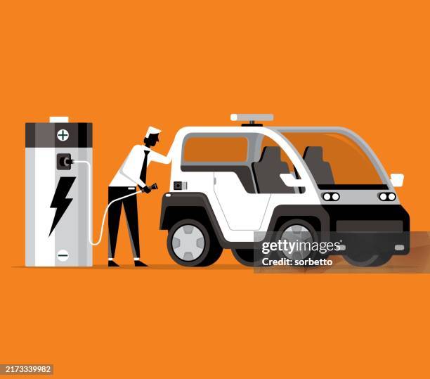 rechargeable battery - businessman - refill station stock illustrations
