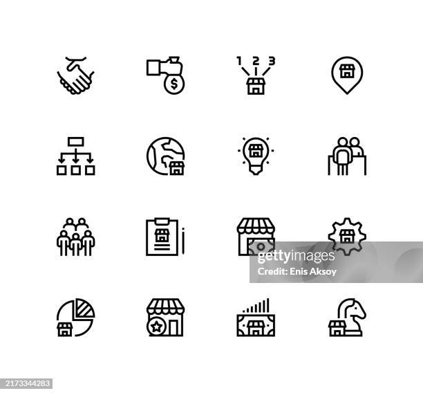 franchising icons - street vendor stock illustrations