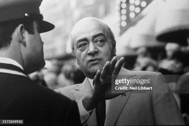 Egyptian businessman Mohamed Al-Fayed outside Harrods store in Knightsbridge, London, December 1987.