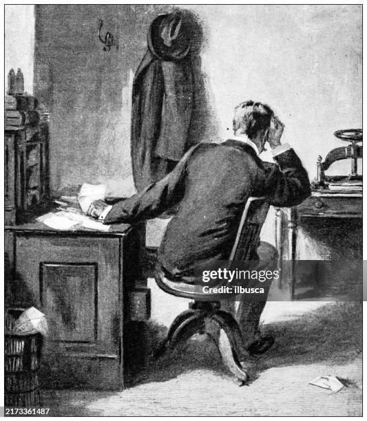 antique image: man - office chair back stock illustrations