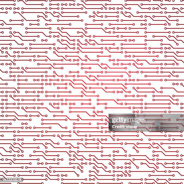full frame red wires on circuit board electronics background pattern. - cable cross section stock illustrations