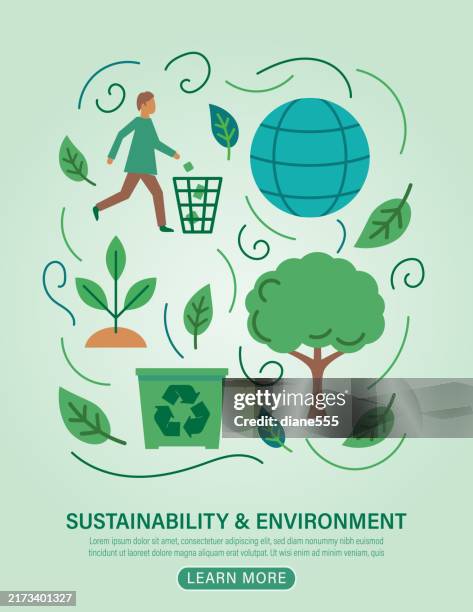 environmental poster template with lots of eco icons - guy-throwing-out-garbage-drawing stock illustrations