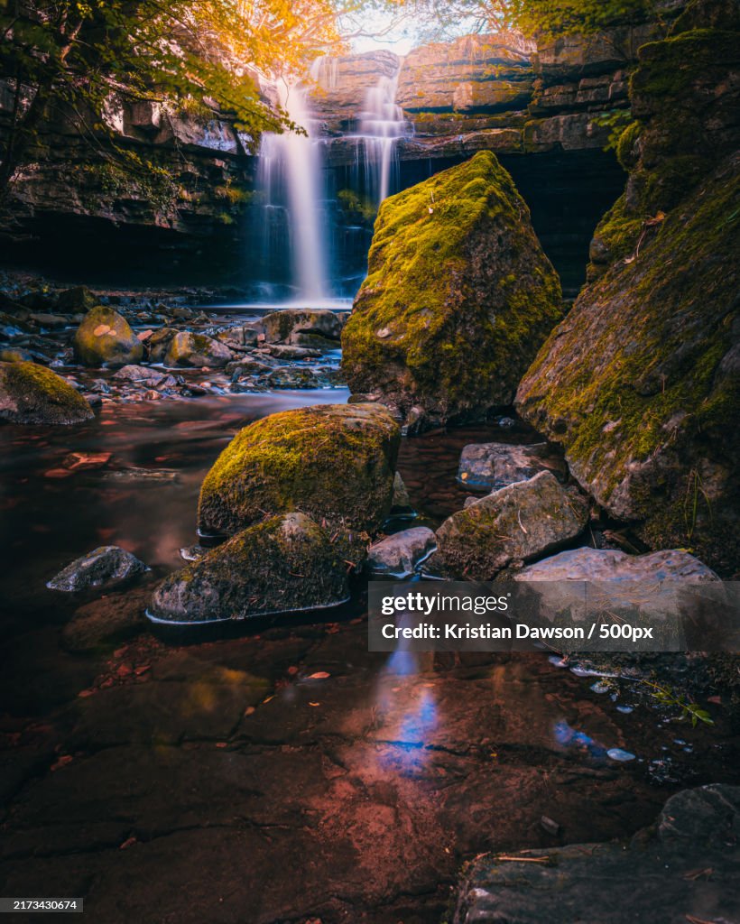 Scenic view of waterfall
