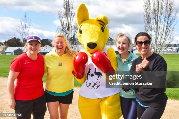 Fans pose for photos during an Australian Olympic & Paralympic athlete Welcome Home Event at Riverbend Park on September 21, 2024 in Launceston,...