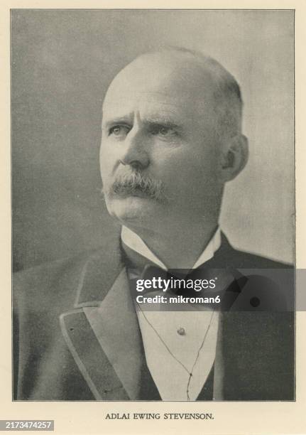 portrait of adlai ewing stevenson i, an american politician who served as the 23rd vice president of the united states from 1893 to 1897 under president grover cleveland - vice president stock pictures, royalty-free photos & images