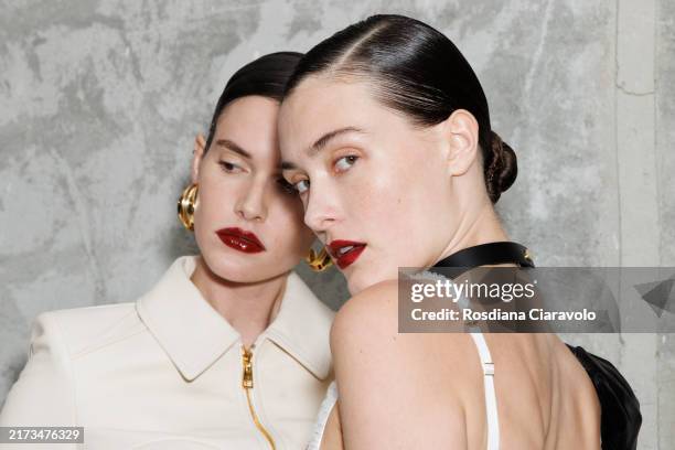 Model is seen backstage at the Elisabetta Franchi fashion show during the Milan Womenswear Spring/Summer 2025 on September 20, 2024 in Milan, Italy.