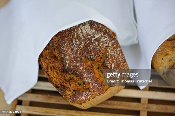Bread is displayed in a bakery on September 20, 2024 in Beelitz, Germany.