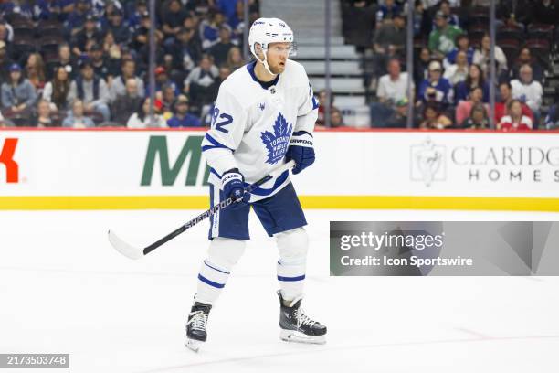 Toronto Maple Leafs left wing Alex Nylander keeps eyes on the play during third period National Hockey League preseason action between the Toronto...