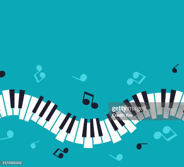 klaviertasten und notenhintergrund - tasteninstrument stock-grafiken, -clipart, -cartoons und -symbole