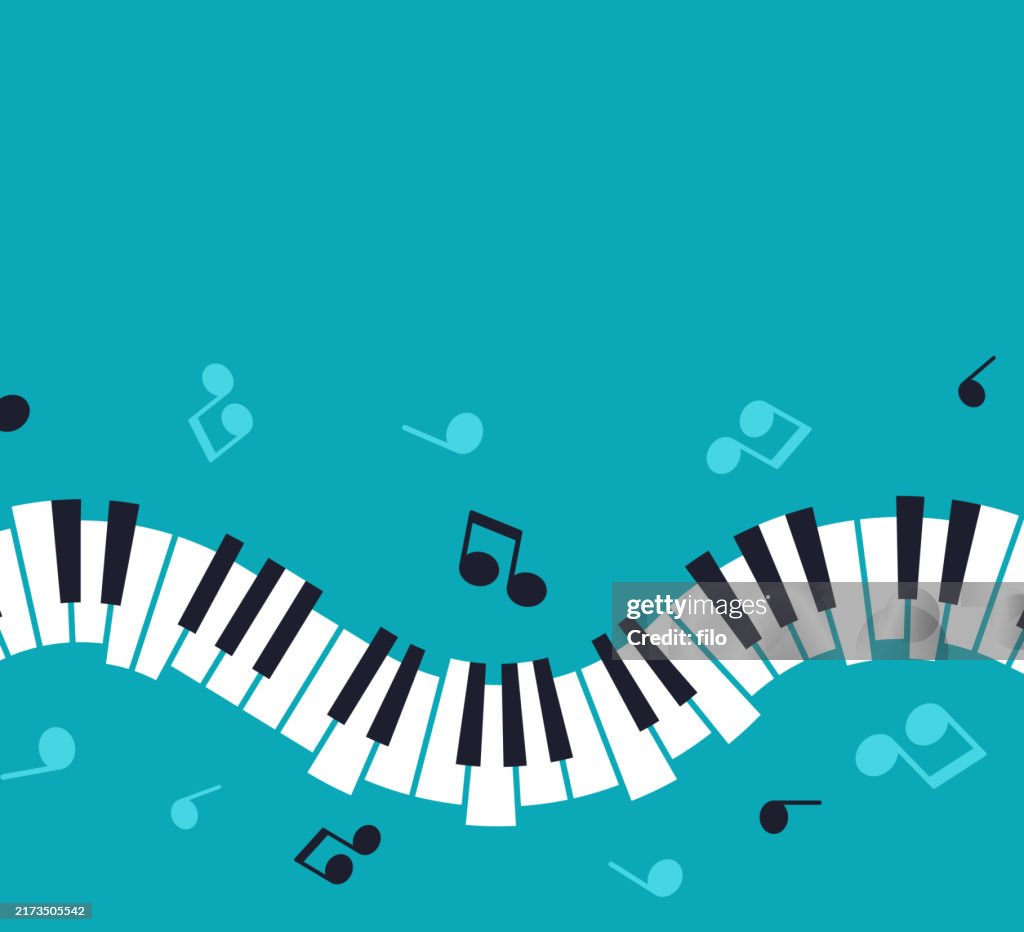 Piano Keys and Musical Notes Background