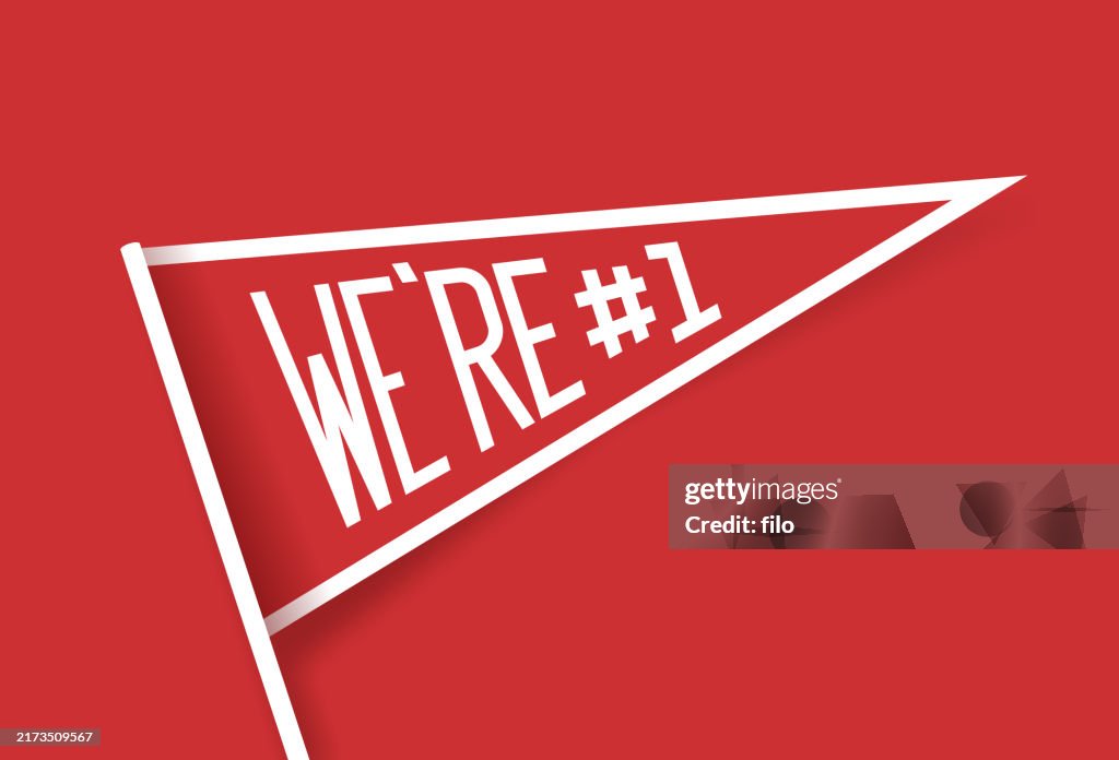 We're Number One Team Sports Cheering Pennant Flag