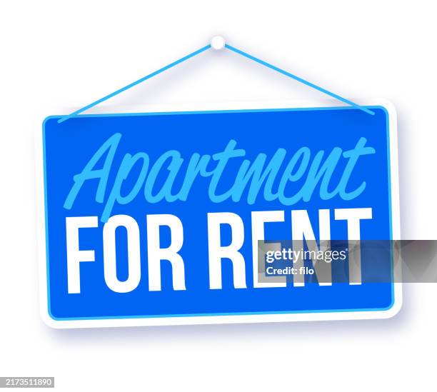 apartment for rent hanging real estate business sign - for rent sign stock illustrations