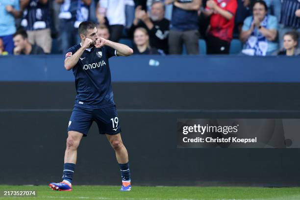 Matus Bero of VfL Bochum celebrates scoring his team's first goal during the Bundesliga match between VfL Bochum 1848 and Holstein Kiel at Vonovia...