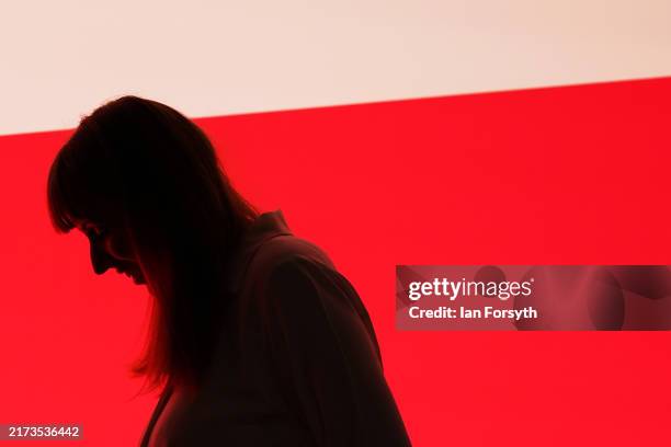 Deputy Prime Minister Angela Rayner leaves the stage during the Labour Party Conference 2024 at ACC Liverpool on September 25, 2024 in Liverpool,...