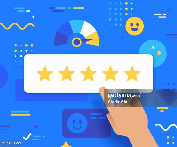 customer rating five star feedback satisfaction survey - digital loyalty program stock illustrations