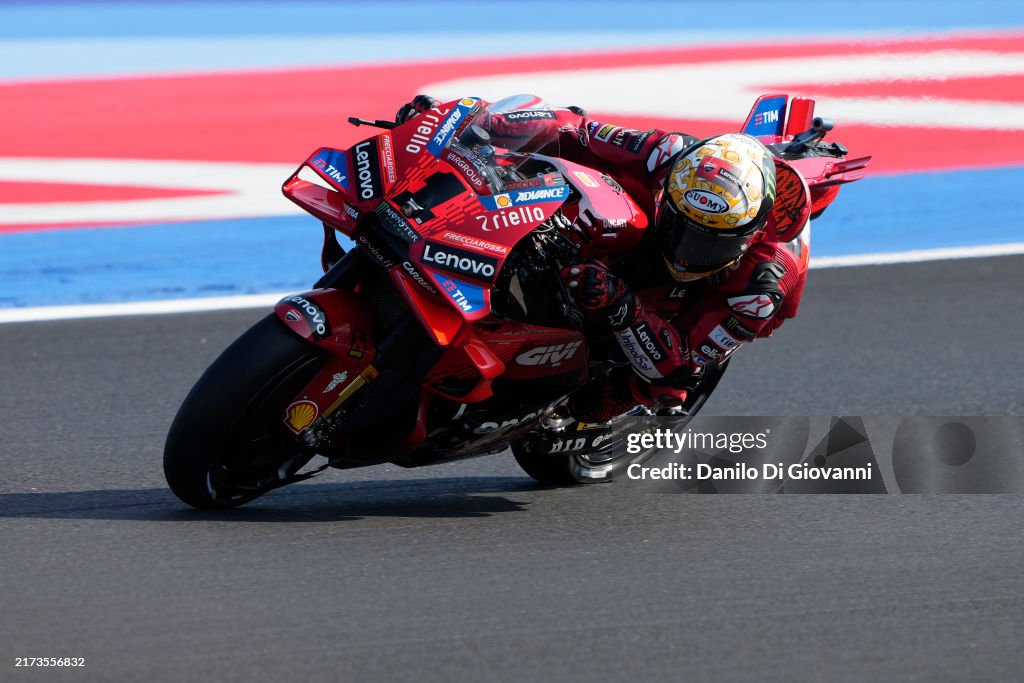 Francesco Bagnaia of Italy and Ducati Lenovo Team rides on track