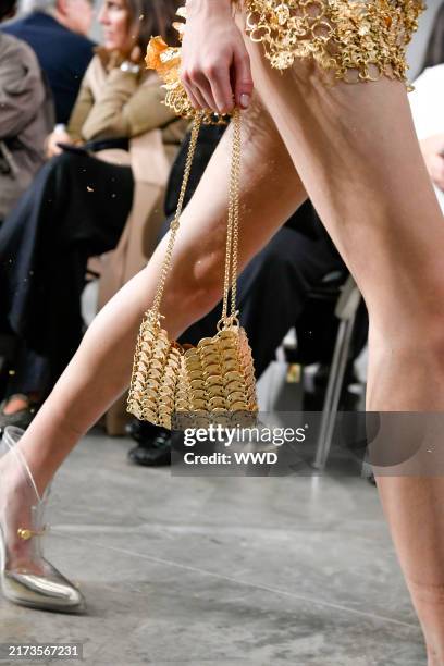 Model on the runway at Rabanne RTW Spring 2025 as part of Paris Ready to Wear Fashion Week held at Palais de Tokyo on September 25, 2024 in Paris,...