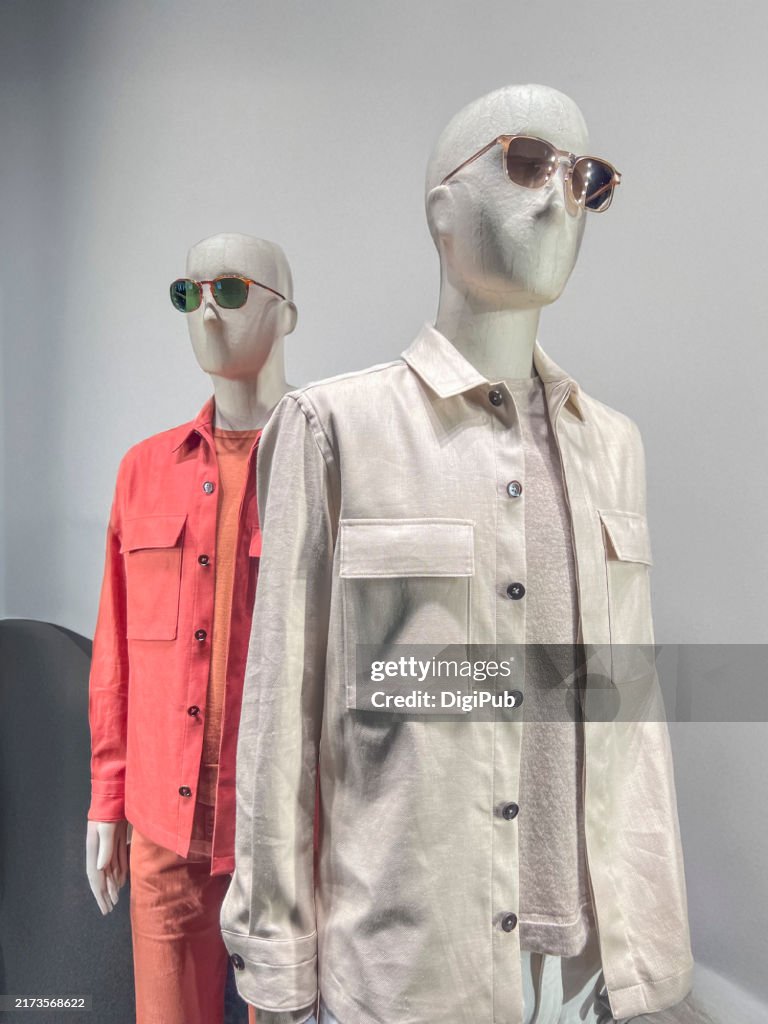 Mannequins in Stylish Casual Jackets with Sunglasses Display