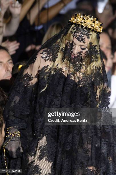 Madonna attends the Dolce & Gabbana fashion show during the Milan Womenswear Spring/Summer 2025 on September 21, 2024 in Milan, Italy.