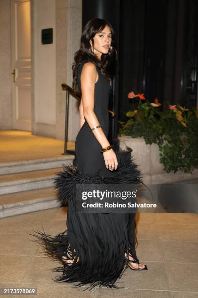 Bruna Marquezine is seen during Milan Fashion Week - Womenswear Spring/Summer 2025 on September 21, 2024 in Milan, Italy.