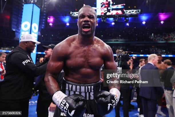 Daniel Dubois celebrates victory after IBF World Heavyweight Title fight between Daniel Dubois and Anthony Joshua, on the Riyadh Season - Wembley...