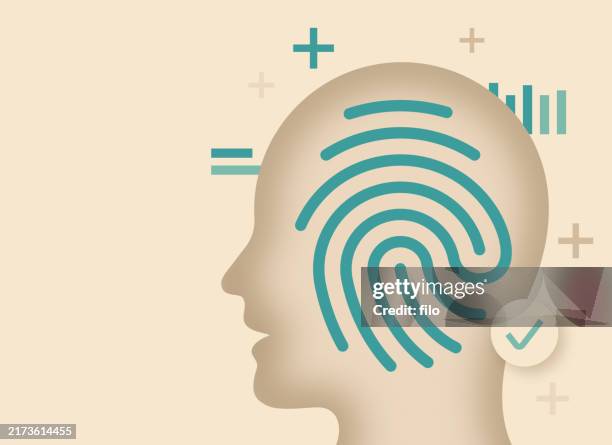 artificial intelligence identity fingerprint head person intelligence - future proof stock illustrations