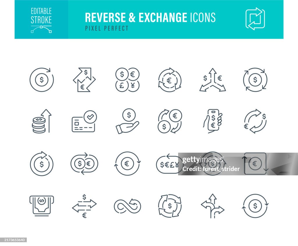 Reverse and Exchange Icons Editable Stroke