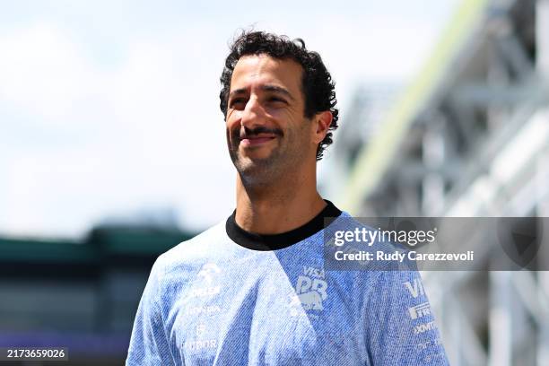 Daniel Ricciardo of Australia and Visa Cash App RB walks in the Paddock prior to the F1 Grand Prix of Singapore at Marina Bay Street Circuit on...