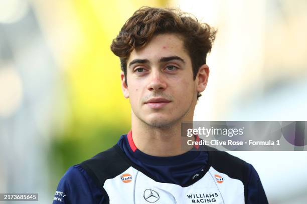 Franco Colapinto of Argentina and Williams looks on in the Paddock prior to the F1 Grand Prix of Singapore at Marina Bay Street Circuit on September...