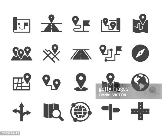illustrations, cliparts, dessins animés et icônes de icônes de navigation - série classique - système gps