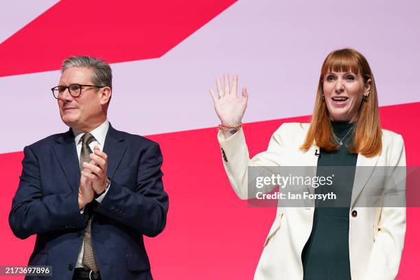 Angela Rayner, Deputy Prime Minister and Secretary of State for Levelling Up, Housing and Communities reacts as Prime Minister Prime Minister Sir...