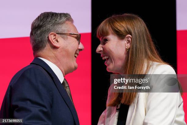 Angela Rayner, Deputy Prime Minister and Secretary of State for Levelling Up, Housing and Communities is congratulated by PPrime Minister Sir Keir...