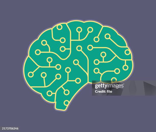 artificial intelligence ai brain technology circuit board - artificial intelligence brain flat stock illustrations