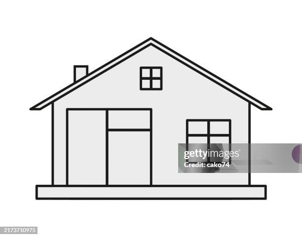 house line art illustration - house sketch stock illustrations
