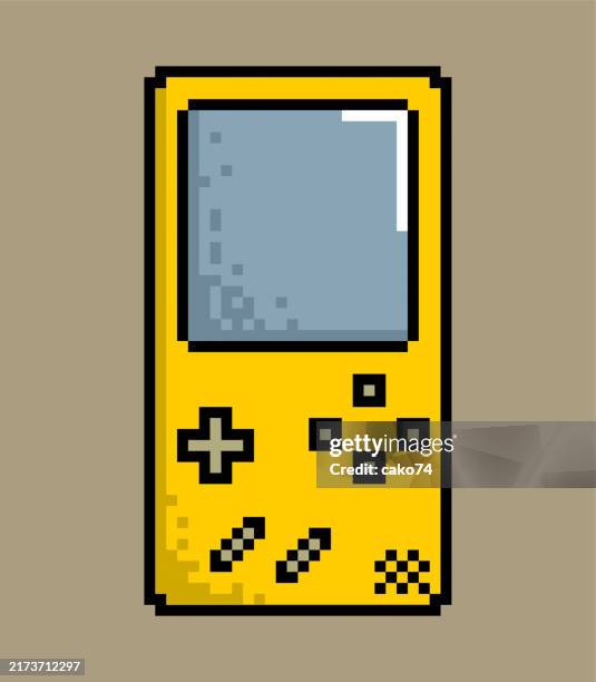 tragbare elektronische spiele pixel illustration - gamepad stock-grafiken, -clipart, -cartoons und -symbole