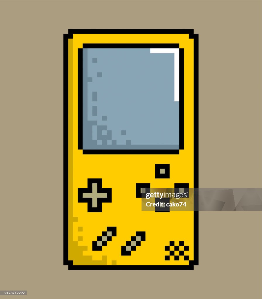 Portable electronic games pixel illustration