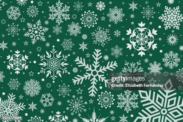 green christmas snowflake pattern background for holiday designs - snowflake shape stock pictures, royalty-free photos & images