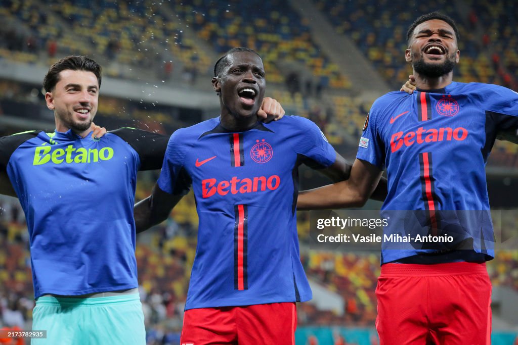 Fcsb Rfs Andrei Vlad, Joyskim Dawa and Malcom Edjouma of FCSB celebrates the ...