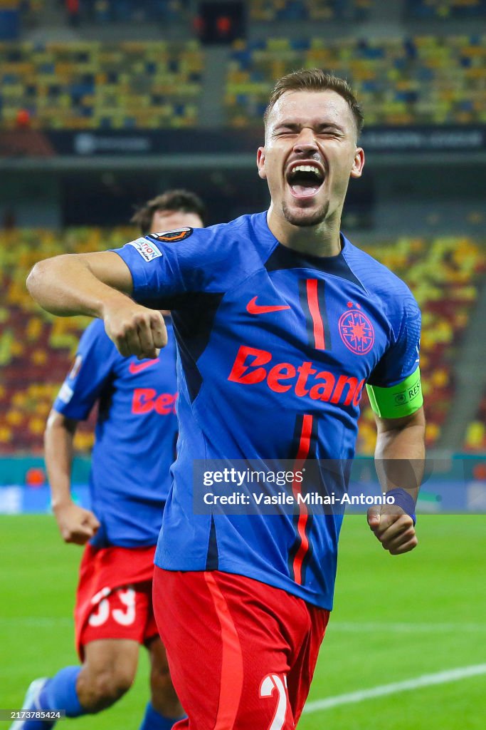 Fcsb Rfs Darius Olaru of FCSB celebrates after scoring a goal during the UEFA ...