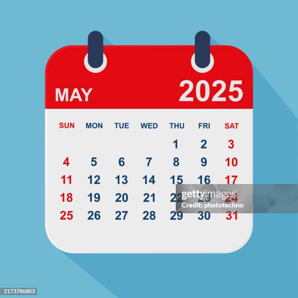 ilustrações de stock, clip art, desenhos animados e ícones de may 2025 calendar. calendar planner design template. week starts on sunday. business vector illustration. - maio