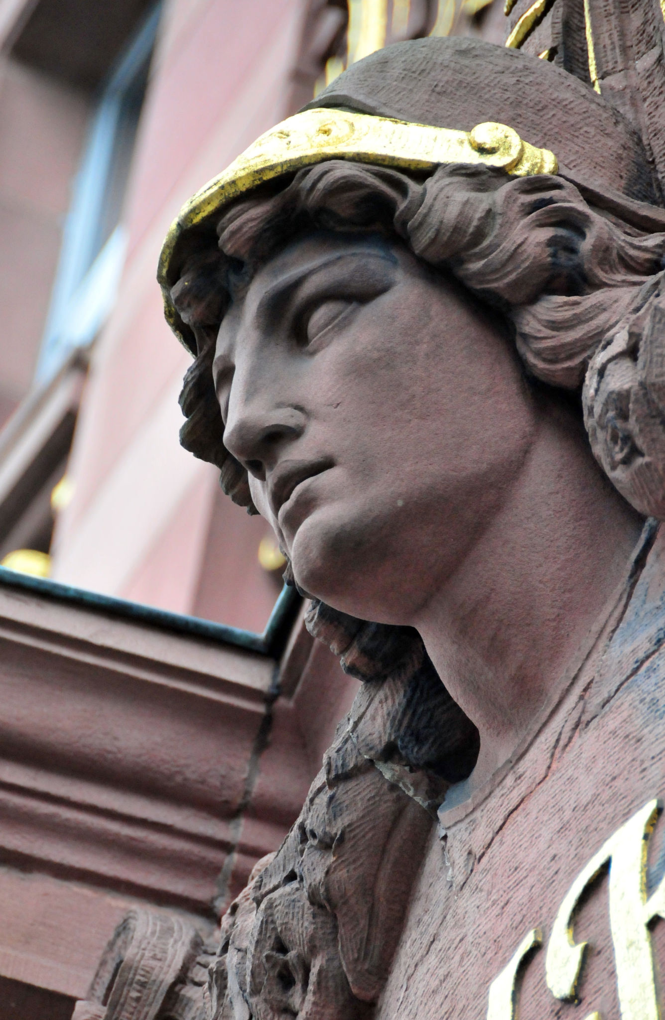 Goddess Athena, 19th century façade detail, Darmstadt, Germany Goddess Athena, 19th century façade detail, Darmstadt, Germany