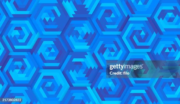 seamless hexagon color tileable background pattern - sapphire stock illustrations