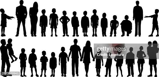 ilustrações de stock, clip art, desenhos animados e ícones de kids and families silhouette - criança